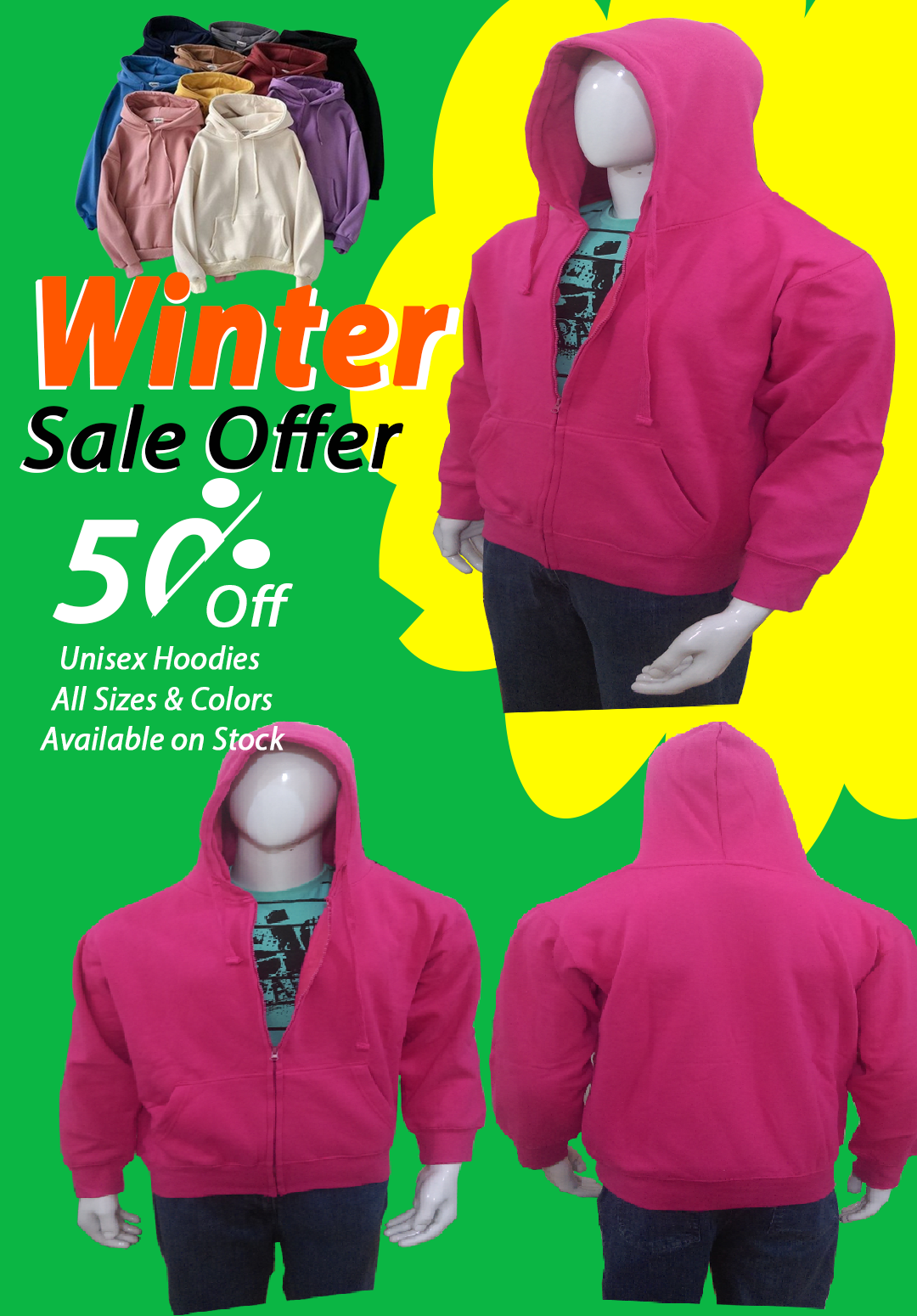 Export Left Over Unisex Hoodies 50% Off