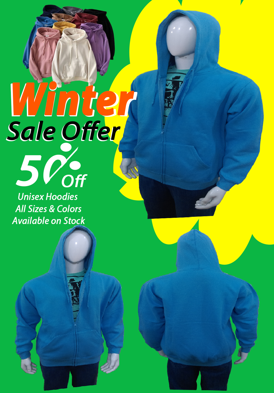 Export Left Over Unisex Hoodies 50% Off