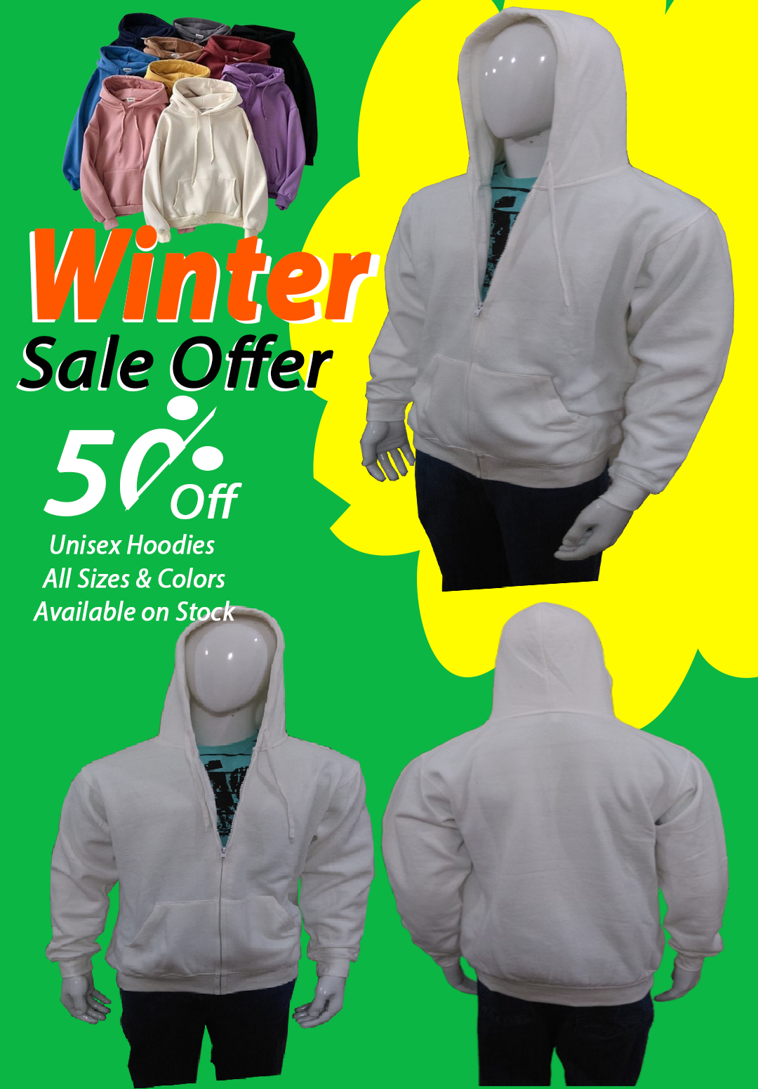 Export Left Over Unisex Hoodies 50% Off