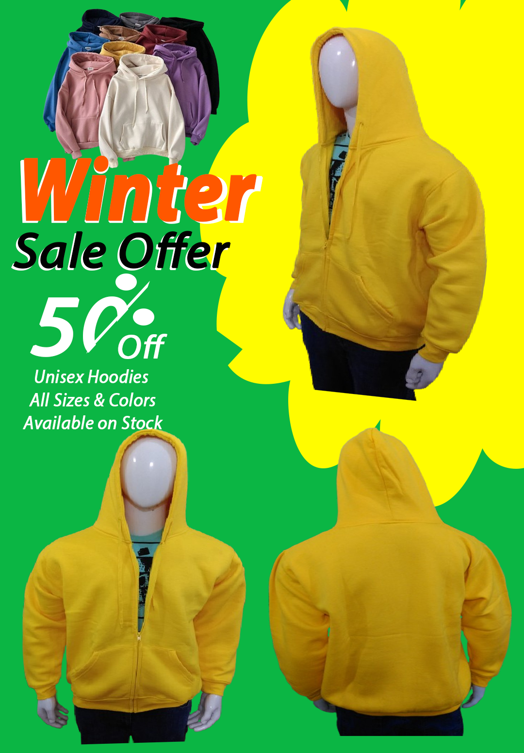 Export Left Over Unisex Hoodies 50% Off